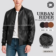 DESINCE Men Leather Jacket PU Leather Motorcycle Leather Jacket WindBreaker Casual Smart Outerwear M