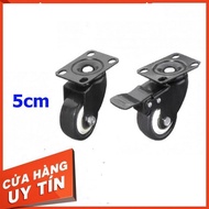 Bộ 4 bánh xe đẩy hàng (2 xoay có khóa - 2 cố định) loại tốt Kt 50x25 mm