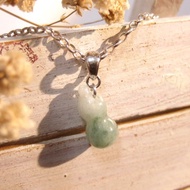 造型玉墜-葫蘆 花青種緬甸玉/簡單好搭配雙面可配戴/