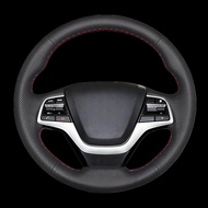 DIY Artificial leather Suede Carbon Fiber Customized Hand-stitched Car Steering Wheel Cover for Hyun