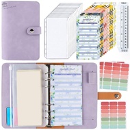 AUGUSTINA A6 Soft Budget Binder Planner, Savings Money PU A6 Handbook Storage Bag, Colorful 6 Hole B