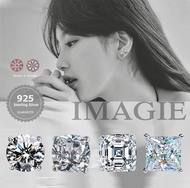 IMAGIE ต่างหูเงินแท้925 ต่างหูเพชรCz Hearts&Arrows  3-4-5-6-7-8mm
