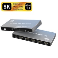 8K 60Hz HDMI Splitter 1 in 4 out 4K 120Hz HDMI 2.1 Video Distributor Splitter 1x4 Copy Screens Conve