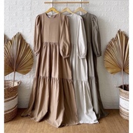 CUCI GUDANG!! Almira Dress Linen Premium Gamis Linen Hits Termurah