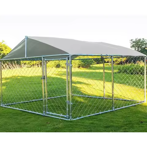 Outdoor Dog Kennel: Galvanized Steel, Water & UV-Resistant, Dog Run/Playpen, 90L x 90W x 63H