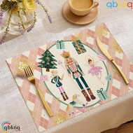 QBK6Q 4pcs Table Mat, Rectangular Linen Christmas Placemat, Dining Decoration Non Slip Heat Resistan