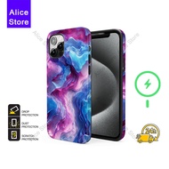Fluorescent Pink Blue Phone Case for iPhone 17 Pro Max / iPhone 16 Pro Max / 15 / 14 / 13 Protective