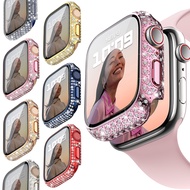 Full Diamond Protection Hard PC Case For iWatch 7 6 SE 5 4 3 2 1 Watch Case+Tempered Glass Bumper Fo