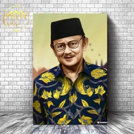 BJ HABIBIE WOODEN POSTER - BJ HABIBIE PRESIDENTIAL POSTER - WALL DECORATION - HOME DECORATION - SIZE