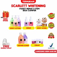 Scarlett WHITENING Package 5 Items (Free Gift) Serum Body Lotion Cream Shower Scrub Jolly Coffee Scr