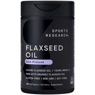 Sports Research Extra Strength Flaxseed Oil Softgels 1242mg - Plant Based Omega-3 Fish Oil Alternati