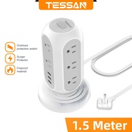 【ส่งไวจากไทย】TESSAN สีดำ ขาว รางปลั๊กไฟ 11 ช่อง 3 USB ปลั๊กไฟ 1.5 เมตร ปลั๊กสามตาแบน Power Strip Ext