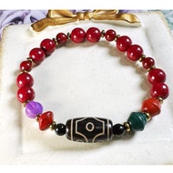 Tibetan Dzi King Kong Six Eye Dzi Beads 藏传老矿金刚杵六眼天珠 19.1x10.6mm