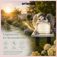 ORIENTLIIY Angel Tombstone Plaque, Human Memorial 5.11x7.8in Garden Angel Statue, Lasting Garden Dec