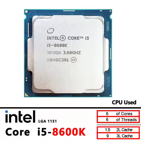 Intel Used Core i5-8600K i5 8600K 3.6 GHz 9M 91W LGA 1151
