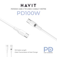 HAVIT HVCB-CB6280 PD100W USB-C to USB-C 2-in-1 High-speed Charging and Data Transmission Cable with Emark Chip 1 Metre
