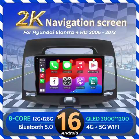 9 inch Car Radio For Hyundai Elantra 4 HD 2006-2012 Android 16 Multimedia BT Carplay Navigation Head