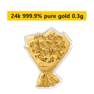 24k 999.9% Little Gift Bouquet Pure Gold Bar 0.3g
