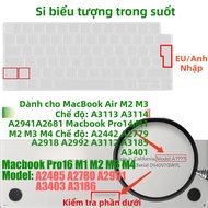 Vỏ Bàn Phím Silicon Cho MacBook Air 13.6 15.2 16 Tương Thích Với M4 M3/M2/M1 Chip Pro 14.2 A3401/A31