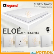 LEGRAND ELOE White Series Switch Socket Big Rocker Glossy Finish Suis Socket Rumah TV Socket/Doorbel