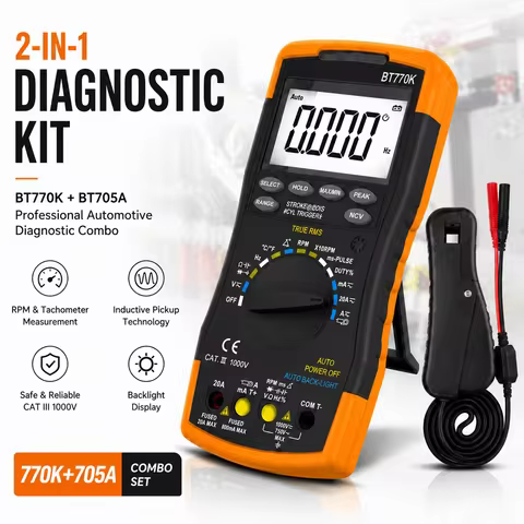 Digital Automotive Multimeter & Signal Pick Up Inductive Clamp Set, Smart Multimeter for AC/DC Volta