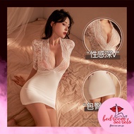 【40-90kg】大码情趣内衣性感欧美深V调情制服秘书裙连衣/Women Sexy Nightwear Bodysuit Lace Lingerie Short Dress/Baju Seksi