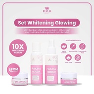 (NEW LAUNCH) MYO SET SKINCARE ARBUTIN WHITENING GLOW 1 SET 4 ITEM + FREE POUCH susah putih bekas jer