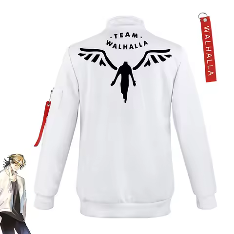 Tokyo Revengers Team Walhalla Jacket White Cosplay Costume Hanagaki Takemichi Valhalla Uniform Zip U