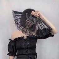 1pc Vintage French Lace Tassel Folding Fan, Suitable For All Seasons, Perfect For Dance, Home, Resta