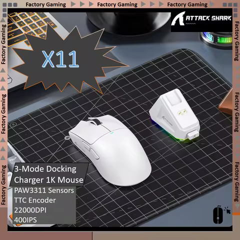 ATTACK SHARK X11 Tri-Mode Lightweight Gaming Mouse,Magnetic Fast Charging,PAW3311,22000DPI,400IPS,40