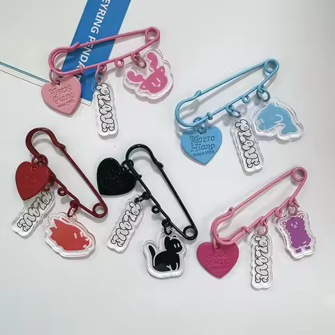 Kpop PLAVE Brooch Cartoon Cute Acrylic Pendant 3pcs/Set Dolphin Wolf Sheep Cat Animals Oranment Bag 
