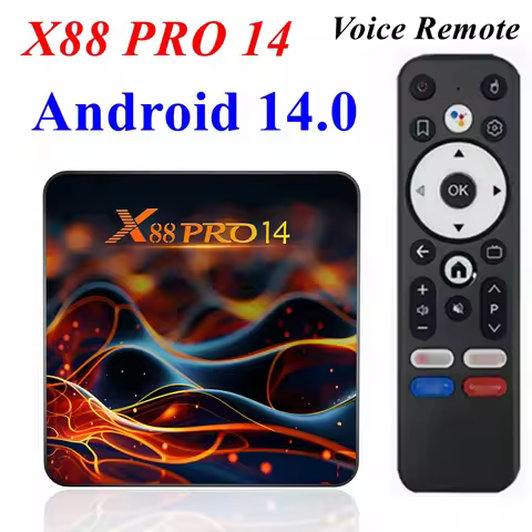 TV Box X88 Pro Android 14 RK3518 Quad Core 2GB RAM 16GB ROM 4K LAN 100M Wifi6 BT 5.0 Voice Remote Me