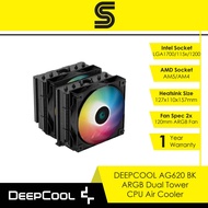 DEEPCOOL AG620 BK ARGB Dual Tower CPU Air Cooler - LGA1700/1200/115X/AM5/AM4