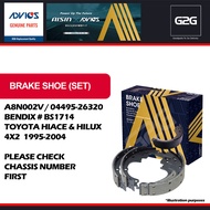 Brake Shoe Advics A8N002V / 04495-26320 Toyota Hi-Ace & Hilux 4x2 1995-2004