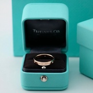 Tiffany 玫瑰金 簽名 三鑽 戒指 寬版 歐碼59碼 美碼8.5 有盒子