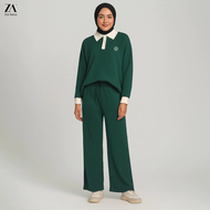 ZOE ARISAH Ishika Airport Outfit Pants Baju Set Seluar Jumper Suit Blouse Wanita Knitshirt Waffle Ac