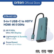 ONTEN 5-in-1 UBS-C to HDMI 4K30Hz UC123 3-Port Hub Type-C USB 3.0 USB 2.0 Windows Android
