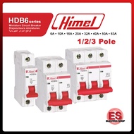 HIMEL 1P MCB HDB6 series 6kA [6A/10A/16A/20A/32A/40A/50A/63A] ( HIMEL-HDB6S1C20 /  HIMEL-HDB6S1C16 )