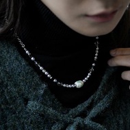 陶瓷x玻璃 扭牛糖珠項鍊 翠玉x紫珍珠 Ceramic Glass Necklace