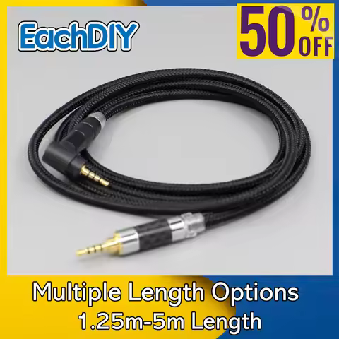 Black Super Soft Headphone Nylon OFC Cable For Fostex T50RP 50TH Anniversary RP Stereo Earphone LN00
