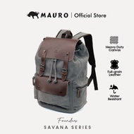 MAURO Vintage Canvas Leather Backpack 28L Travel Laptop Bag Beg Galas Retro Kulit Canvas Beg Kerja S