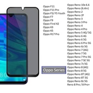 All Oppo Anti-Peeping Tempered Glass F5 F7 F9 F11 R17 Find X2 K3 K5 Reno 2 2F 3 4 Pro 5 6 6z 7 7z 8 