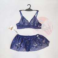 Seductive three-piece pajamas set with Ababoon lace skirt exported to the UK, color number 02