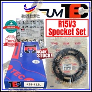 TEC MCS SPOCKET SET R15V3 R15 428X132L CHAIN MOTOR Y15ZR LC135 14T 48T DEPAN BELAKANG FRONT REAR SPR