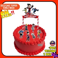 READY STOCK Happy Birthday Cake Topper Ejen Ali Decoration Set Party Accessories Banner Hiasan Kek D
