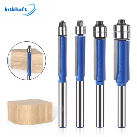 1/4′′ 5/16′′ 3/8′′1/2′′ Router Bit 6mm 1/4′′ Shank Flush Trim Bit With Two Bearings Router Bits For 