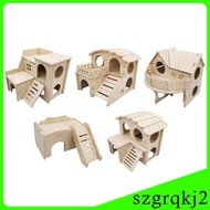 [Szgrqkj2] Wooden Hamster House Detachable Hamster Hideout for Lemmings Hamster Mouse