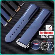 20mm 22mm Curved End Rubber Watch Strap for Omega Seamaster 300 Silicone Watch Band for Speedmaster 