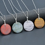 KS-1231-30mm Disc Pendant Natural Crystal Agate Various Materials Thin Round Jewelry
