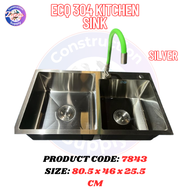 ECQ 304 Kitchen Sink - Durable and Corrosion-Resistant Silver Sink for Your Kitchen Needs